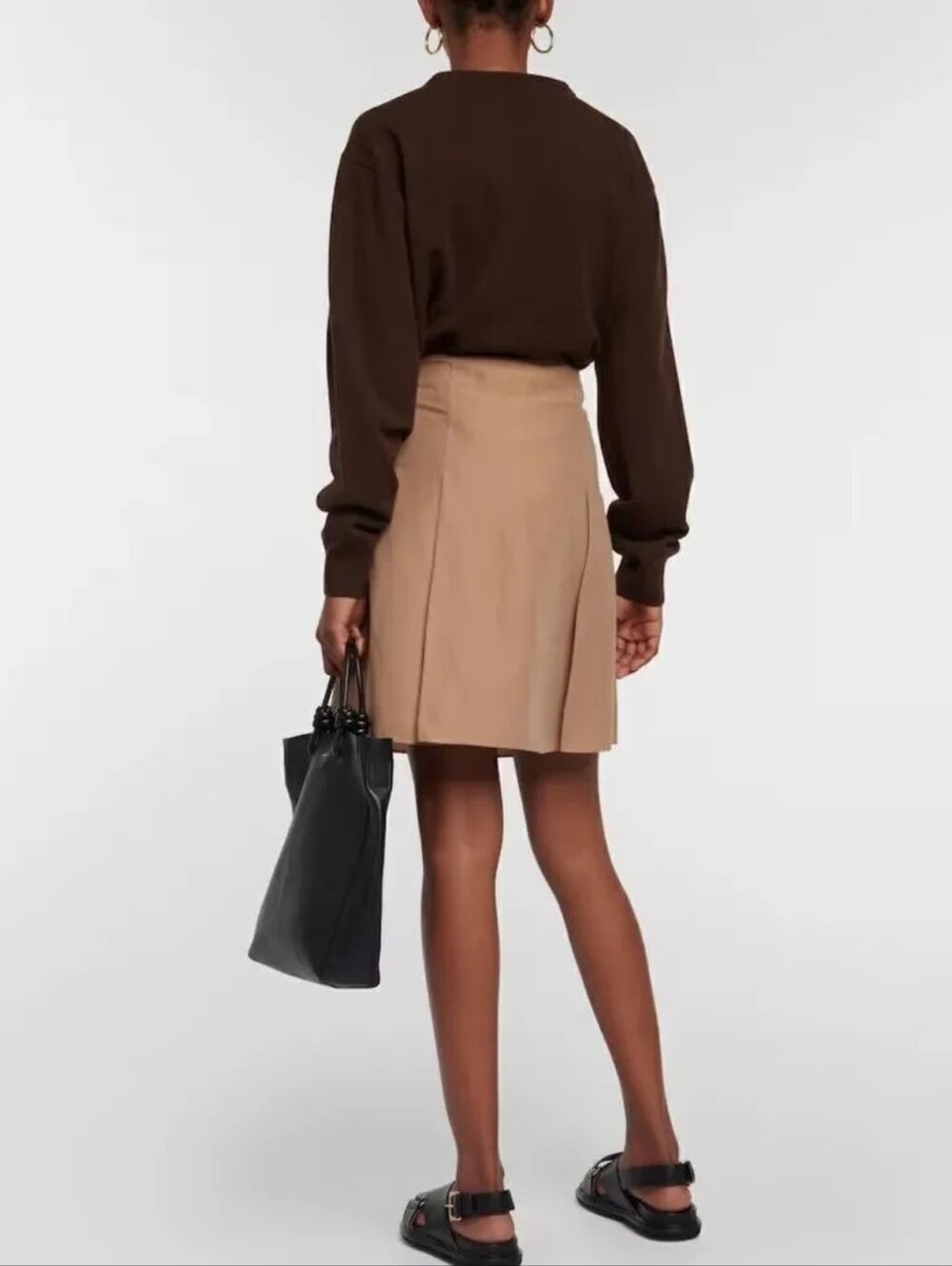 Vince Cotton Blend Pleated Flare Mini Skirt Camel Tan NWOT Size 6 - Picture 2 of 9